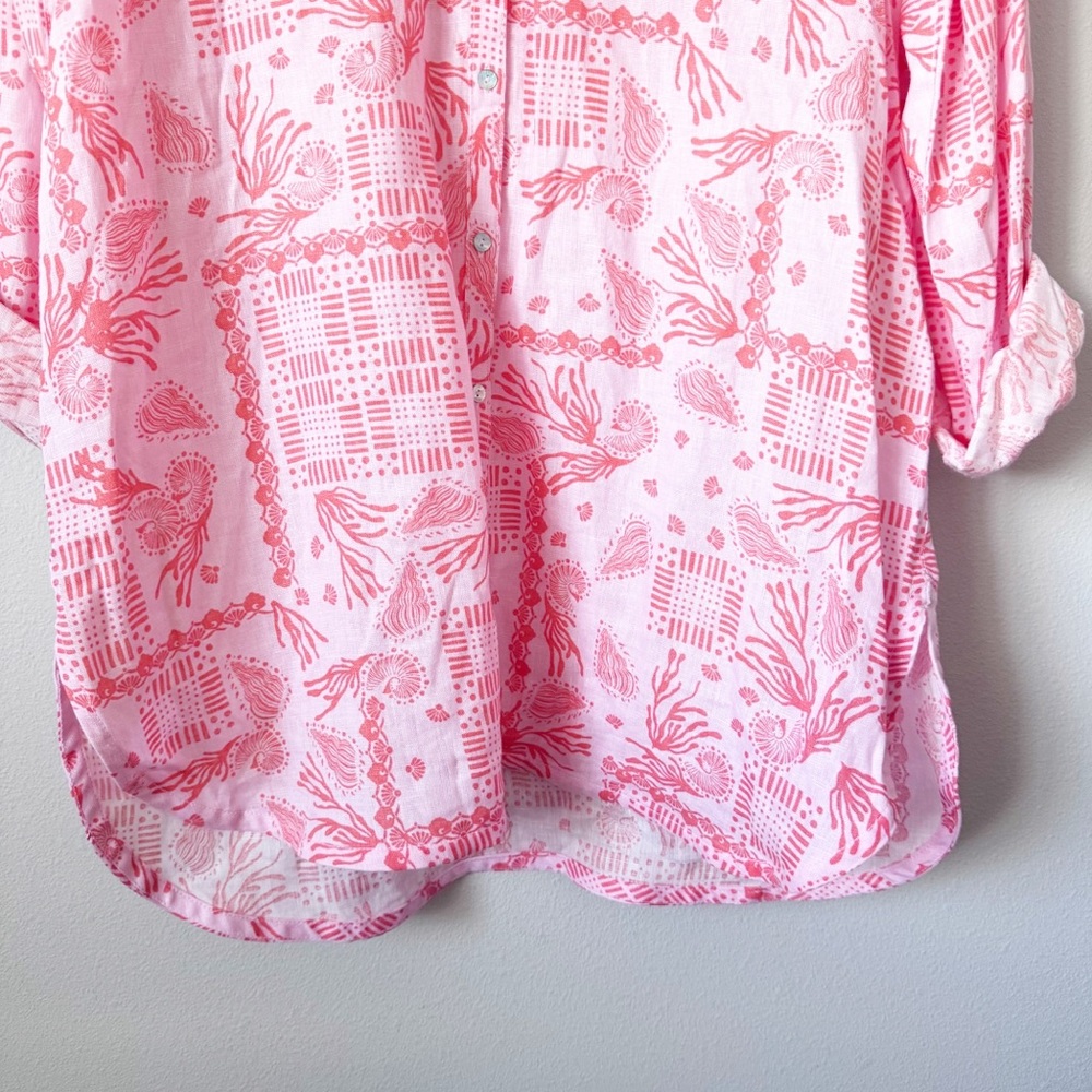 Sigrid Olsen Coral Seashell Linen Coverup - Picture 3 of 11